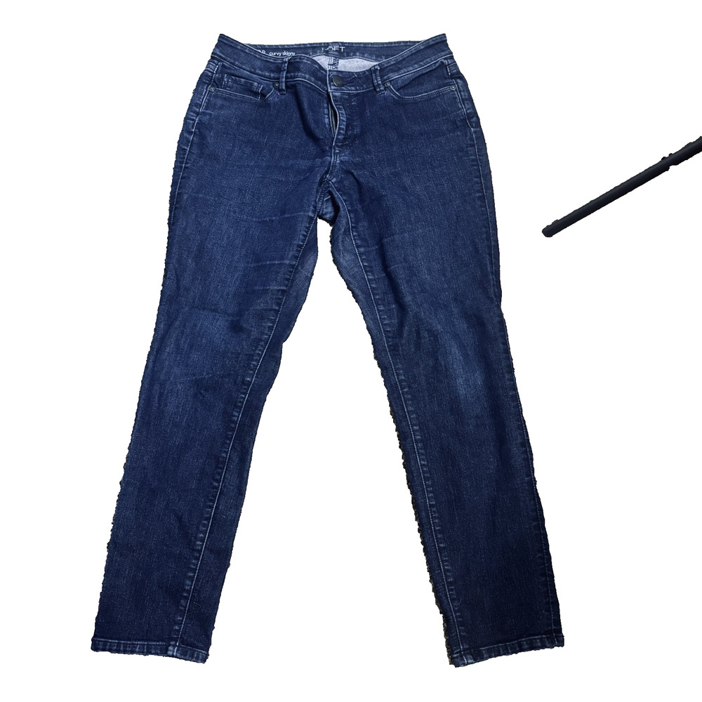 Ann Taylor LOFT Curvy‎ Skinny Jeans 29/8P Dark wash Blue Stretch Denim petite